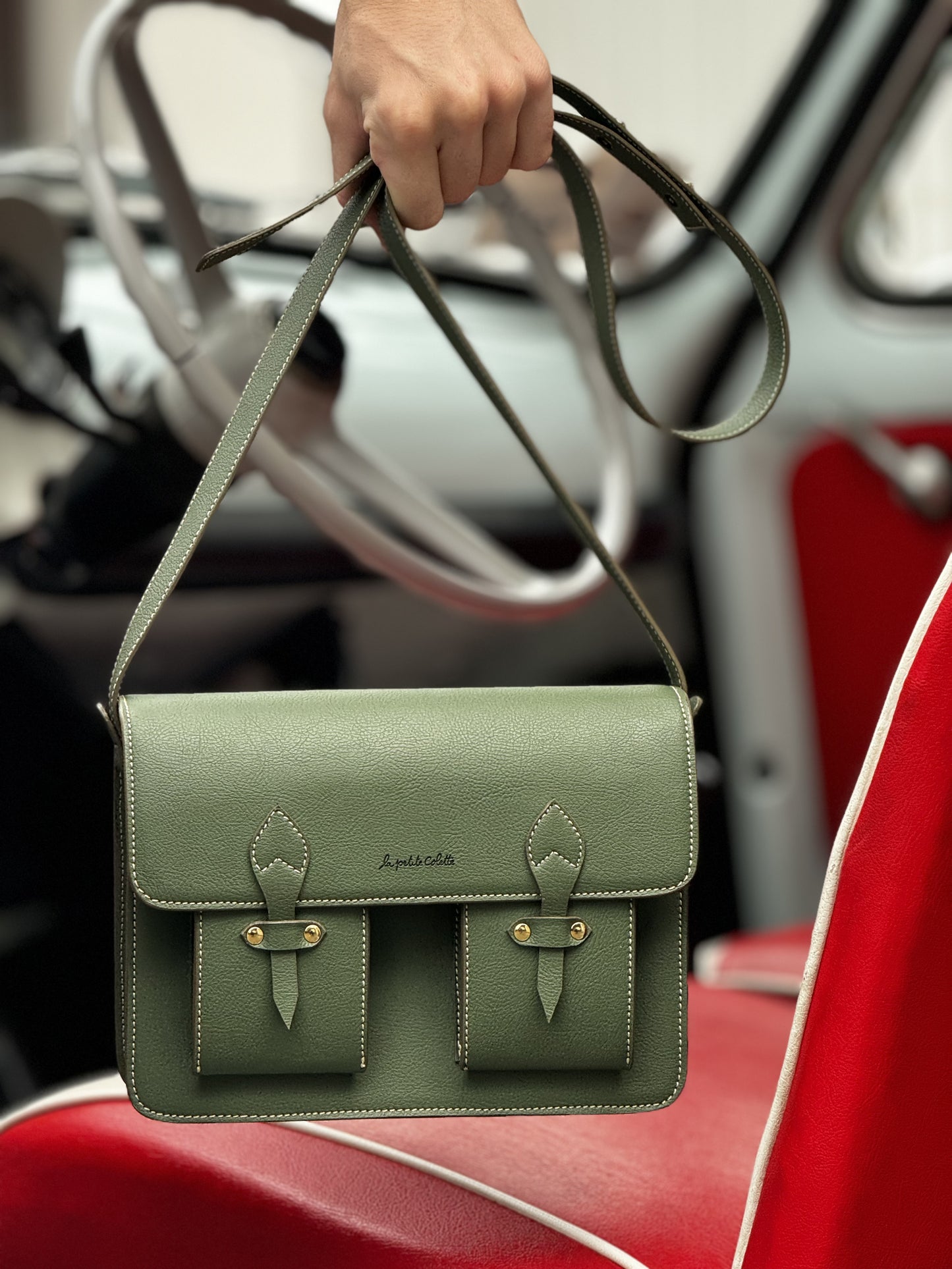 Sac Alex Vert en Apple Skin et cuir recyclé, fabriqué en Italie, maroquinerie éthique