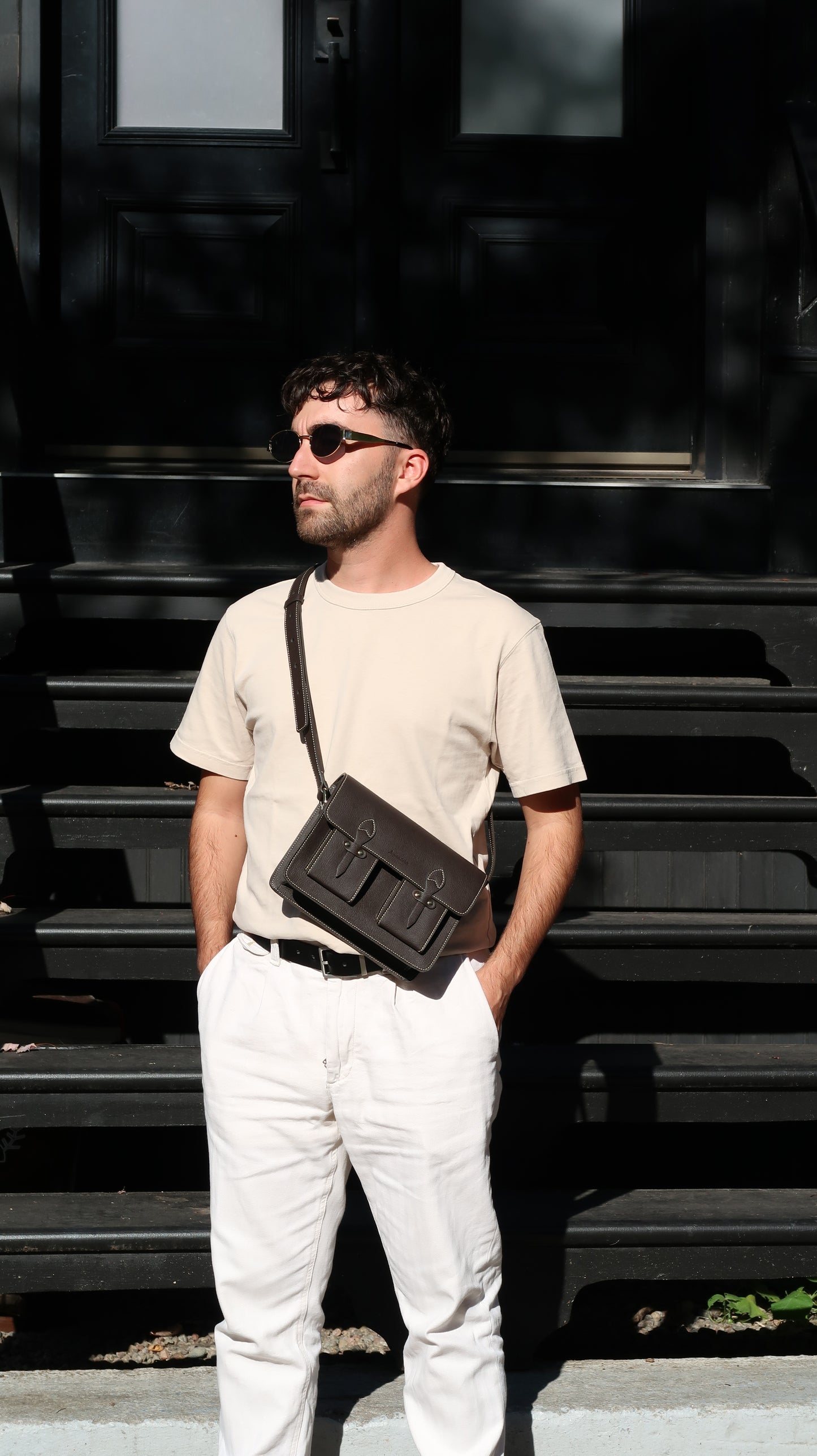 Sac Alex Marron en Apple Skin et cuir recyclé, fabriqué en Italie, maroquinerie éthique
